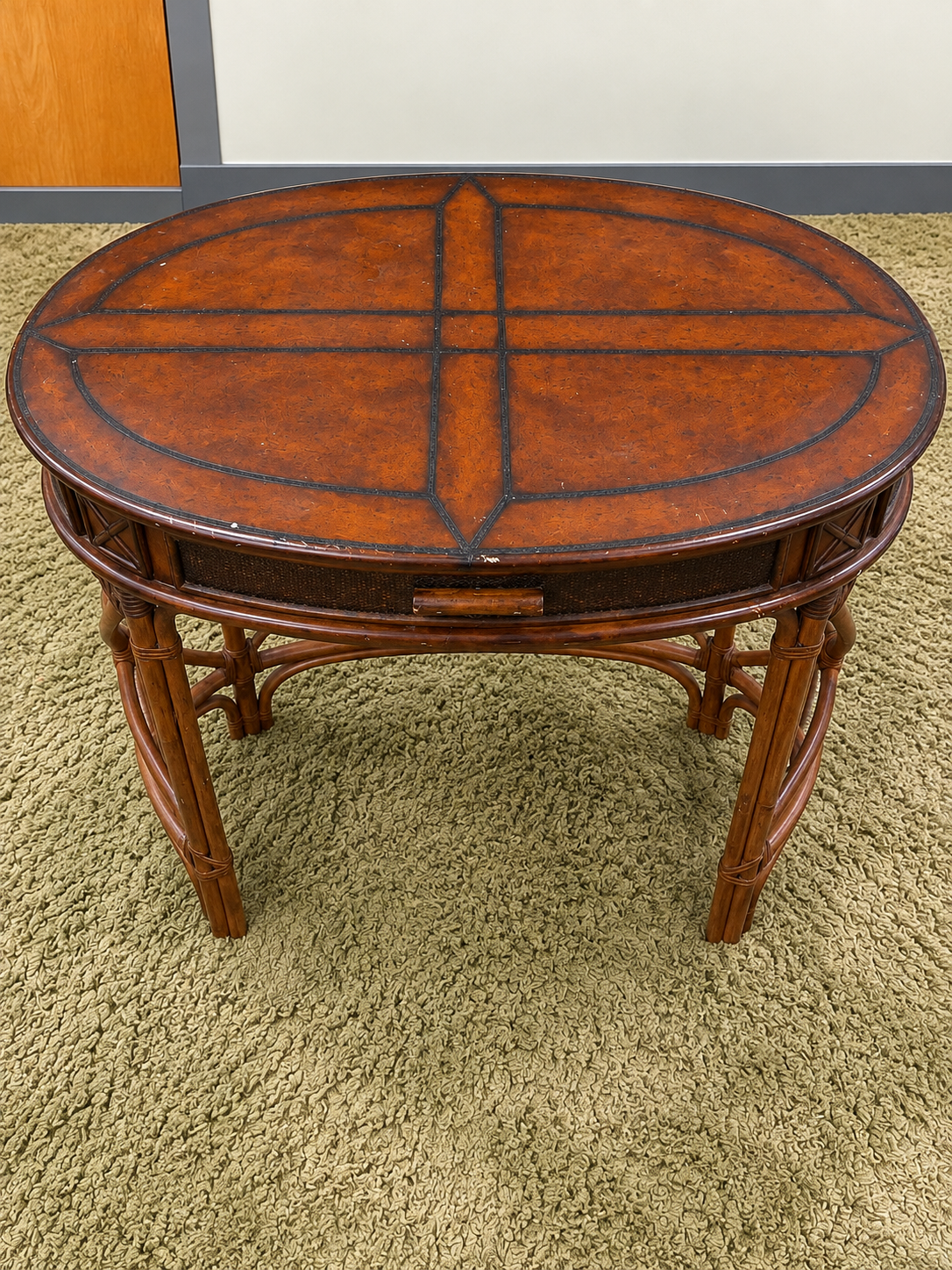Vintage Rattan Bamboo Writing Desk / Console Table