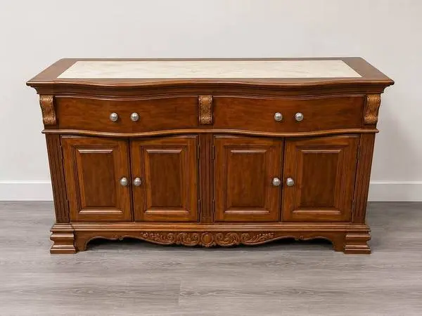 Solid Wood Buffet / Sideboard with Marble Inset Top